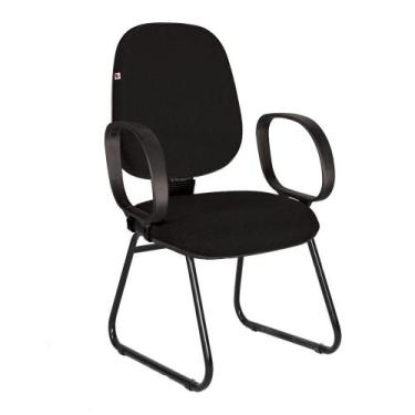 Imagem de Cadeira Ágata Gerente Pé Sky Braço Corsa Tecido Preto - Ideaflex