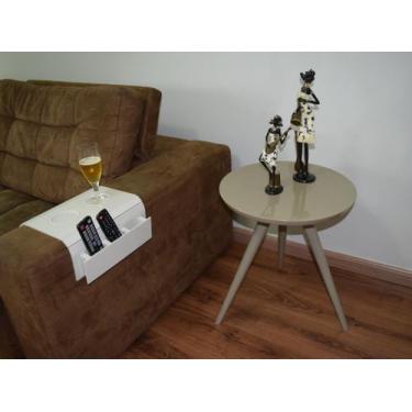 Imagem de Mesa Lateral Tampo Laqueado Para Sala Tampo 40 cm Tripé Pés Palito - l