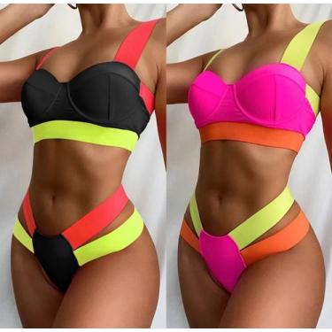 Imagem de Biquíni duas peças moda gringa - Bsn Fashion, Pl, Rosa