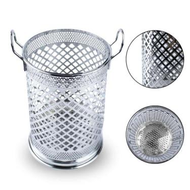 Imagem de Porta Caneta Régua Tesoura Objetos de Metal Prateado Vazado Multiuso D