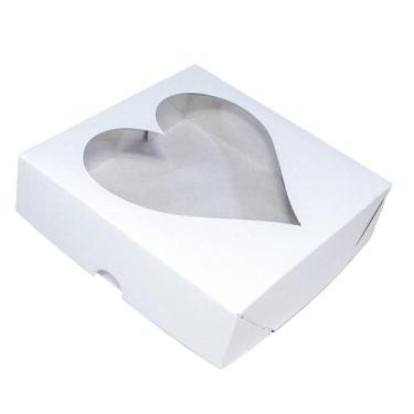 Imagem de Caixa Coraçao Bombom Trufas 15x15x4 Branca - 20 Unidades - Salvo Embal