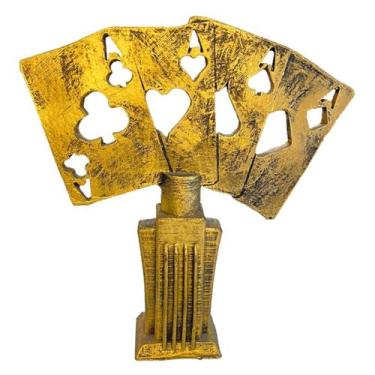 Imagem de Escultura em Resina Troféu Baralho Poker Pequeno Prêmio de Jogos - LZ 
