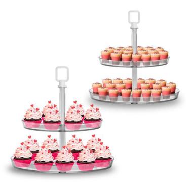 Imagem de Kit Com 2 Porta Doces Bolo Cupcakes Duplo - 3T