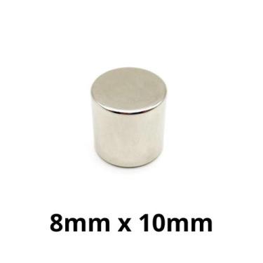 Imagem de Kit 5 Peças Imã Neodímio Disco Magnético N35  8 x 10 mm Super Forte Po