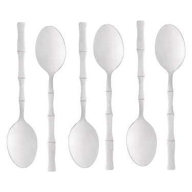 Imagem de Conjunto 6 Colheres Aço Inox para Mesa Bambu Elegante 1805 - Lyor