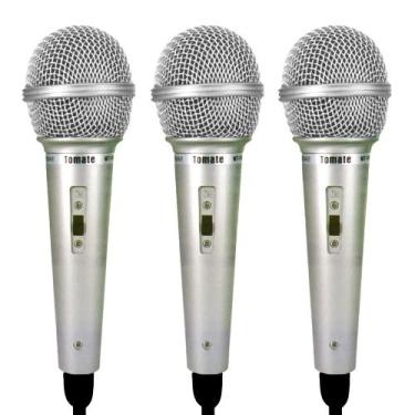 Imagem de 3 Microfone Dinâmico Profissional com fio Premium p/ Karaokê - Tomate