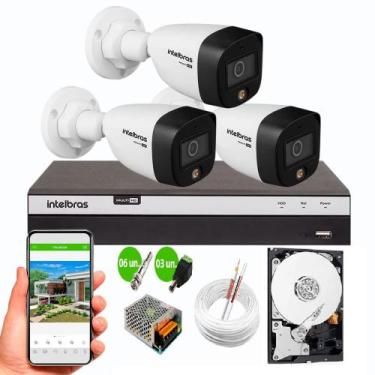 Imagem de Kit Intelbras 3 Cam Vhd 1220 Full Color Dvr Mhdx 3104 C/ Hd 500gb