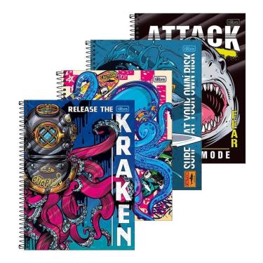 Imagem de Caderno Espiral Universitário Tilibra 4-Fun Capa Dura | 1 Matéria 80 Folhas - Embalagem com 4 Unidades