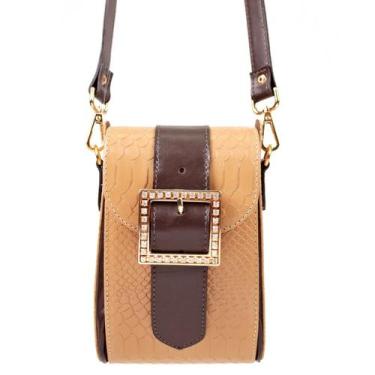 Imagem de Bolsa Transversal Estruturada em Couro Artlux 9052, Amêndoa