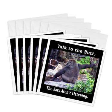 Imagem de 3dRose Cartões de felicitações, 15 x 15 cm, pacote com 6, Foto Talk to the Butt the Ears Arn't Listening (gc_182124_1)