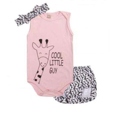 Imagem de Conjunto masculino e feminino infanti 3 peças- roupa bebê - TMX, Rosa,
