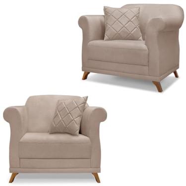 Imagem de Kit 2 Poltronas Decorativas Retro Polo Linho Areia Ezz