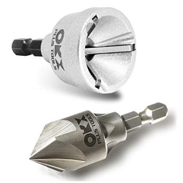 Imagem de Orxplus Tools Conjunto de 2 peças de ferramentas de chanfradura de rebarba, broca externa de rebarba, broca escareadora para ajuste de 3 mm-19 mm