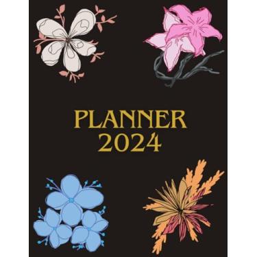 Imagem de Planner 2024: Beautiful flower designs, 122 pages, weekly and monthly calendars.