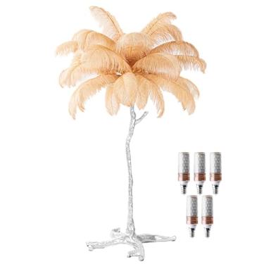 Imagem de Luminária de piso de penas de LED, luminária de pé de resina, 3 cores, regulável, prata, iluminação de chão, quarto, mesa de cabeceira, decoração de sala de estar, luz noturna
