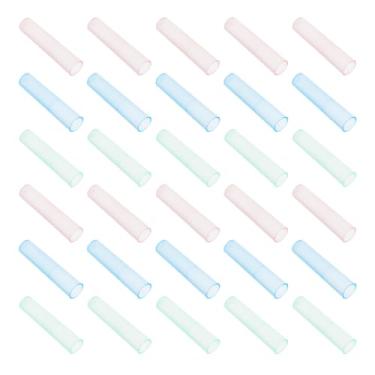 Imagem de SUPERFINDINGS 60 peças, tampa de lápis de plástico, 3 cores, topos de lápis, capa protetora de ponta de lápis transparente, suportes de extensor de lápis coloridos para lápis de madeira, material de