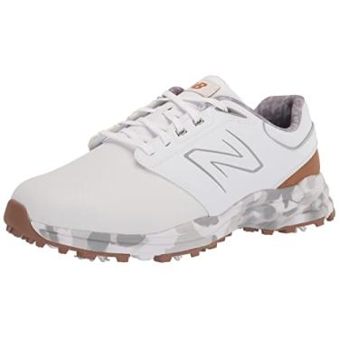 Imagem de New Balance Tênis de golfe masculino Brighton, Branco/Marrom, 13 X-Wide