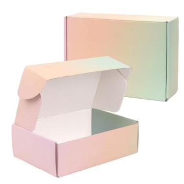 Imagem de OUGEBOX Caixas de Remessa de 7 X 5 X 2" para Pequenas Empresas, Pacote com 30 Unidades, Pequenas Caixas de Papelão Ondulado para Remessa, Caixas de Correio Coloridas para Embalagem de Remessa