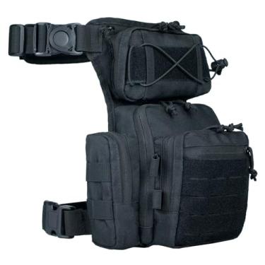 Imagem de ROGJUK Bolsa de perna tática para homens, bolsa tiracolo preta, bolsa para coxa, caça, militar, atividades ao ar livre, ferramentas de motocicleta, bolsa de cintura para trabalho e perna, pochete