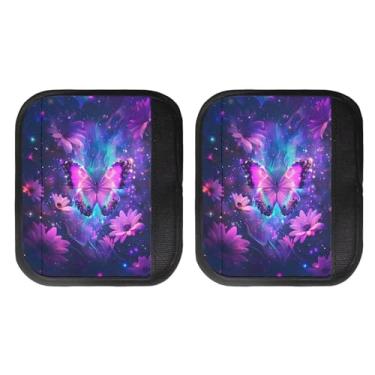 Imagem de Horeset Capa de maçaneta de geladeira com estampa de borboleta roxa, 2 peças, protetor de decoração de maçaneta de porta de utensílios de cozinha para geladeira e forno de lava-louças, envoltório de