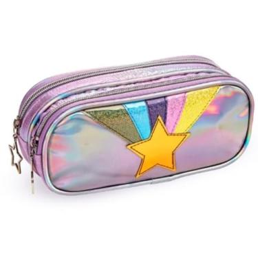 Imagem de Estojo Escolar Holográfico com Estrela, 2 Compartimentos