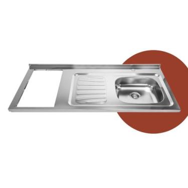 Imagem de Pia Mesa/Tampo em inox + furo para Cooktop Esquerdo 120x56,7cm Solo