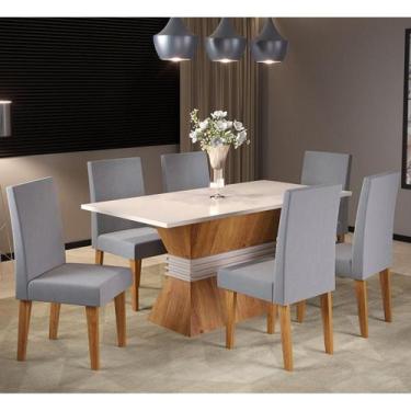 Imagem de Mesa de Jantar Retangular Close Com 6 Cadeiras Venus Mel/Blonde/Cinza 