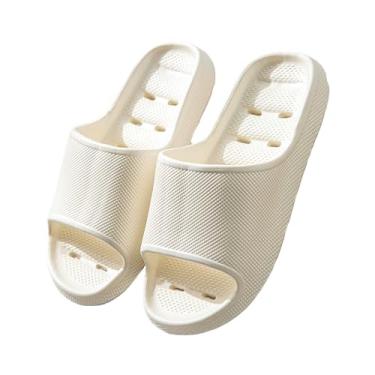 Imagem de Legou Pantufas femininas para uso interno, verão, casal, massagem, banheiro, banheira, antiderrapante, resistente ao desgaste, Branco, 36 BR