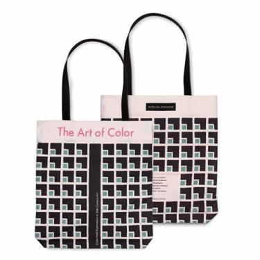 Imagem de AMÉLIN ARCHIVE Sacola feminina de lona dupla face inspirada no vintage, bolsa de lona com bolsos e alças de nylon, quadrada, Quadrado