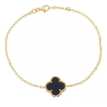 Imagem de Pulseira ouro 18k com Pingente Trevo 11mm - Elegancy Joias