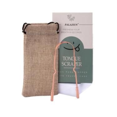 Imagem de Limpador Raspador de Língua de Cobre 100% Puro Kit c/ Bolsinha Importa
