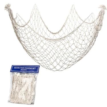 Imagem de DingCo Rede de algodão natural para decoração, decoração de festa pirata e havaiana (200 x 99 cm, 1 pacote)