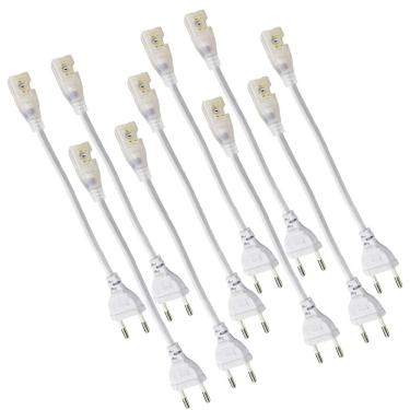 Imagem de Conector Plug Rabicho Fita de LED 8mm Fonte Kit 10 Unidades Tomada Decoraçao Casa Perfil Sanca Gesso Teto Rebaixado Iluminaçao