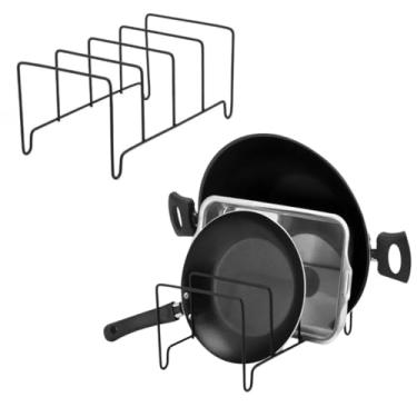 Imagem de Porta Refratário frigideiras tábuas e Assadeiras Organizador de Armário Suporte Aramado Cozinha Cromado 27cm x 15cm x 13cm Preto