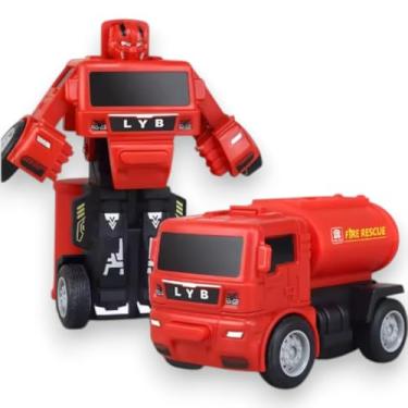 Imagem de Carro de Resgate Bombeiros Transformável em Robô, Brinquedo 2 em 1, Carrinho Infantil Bate Transforma (TANQUE)