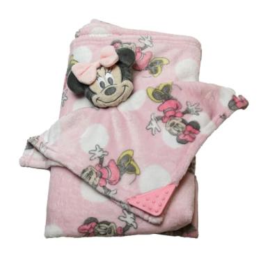 Imagem de Manta e Naninha Bebê Frauda 2 Em 1 Disney Mickey ou Minnie 75x90cm - Jolitex Ternille (Rosa Menina Minnie)