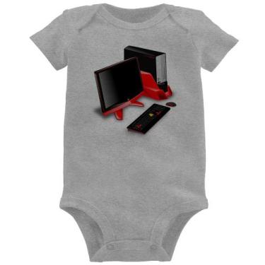 Imagem de Body Bebê PC Gamer - Foca na Moda, Cinza, P