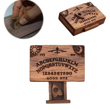 Imagem de Tabuleiro Spirit em miniatura com gaveta Tabuleiro Ouija de madeira marrom