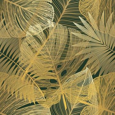 Imagem de Papel De Parede 12m Planta Costela Adão Dourado Lavável