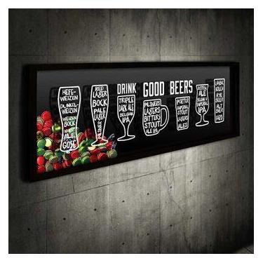 Imagem de Quadro Porta Tampinhas Drink Good Beer  - Quadro Novo, Preto, 90 x 35 