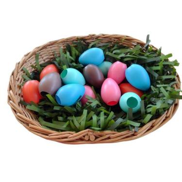 Imagem de Ovos de plástico colorido para decoração de páscoa kit 15 - Brilha Nat