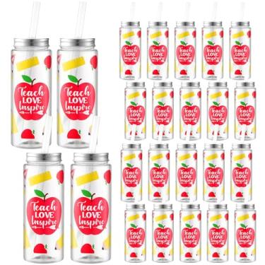 Imagem de Dingion 24 peças copo de professor de 402 g com tampa e canudo presentes inspiradores para professores copo de plástico reutilizável copo de agradecimento copo a granel para professores colegas de