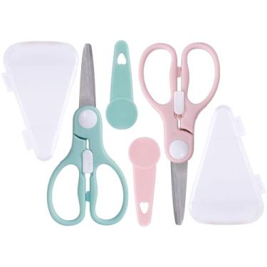 Imagem de Tesouras de comida para bebês - 2 tesouras infantis portáteis saudáveis e fofas com trava de segurança e estojo de armazenamento - Ideal para cortar carne, frango, legumes e frutas