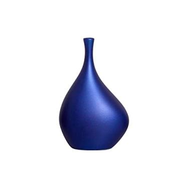 Imagem de Vaso Decorativo de Cerâmica Garrafa Cristal Azul Royal Pequena para Enfeite de Mesa
