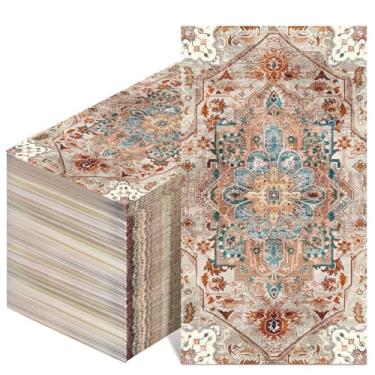 Imagem de Yeaqee 100 guardanapos boho toalhas de papel para convidados 2 camadas guardanapos decorativos de banheiro toalha de mão descartável para jantar de festa na cozinha (vermelho tijolo e azul escuro)