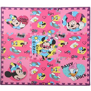 Imagem de Tapete de espuma EVA Disney Minnie Mouse margarida pato, azulejos de revestimento de espuma EVA interligados de verão fresco, rosa, 30 x 30 cm