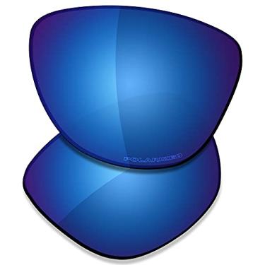 Imagem de SAUCER Lentes de reposição premium para óculos de sol Oakley Frogskins Mix OO9428 | Frogskins Mix Low Bridge Fit OO9428F Óculos de sol de alta definição - Azul meia-noite polarizado