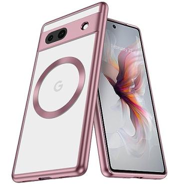 Imagem de BENTOBEN Capa magnética para Google Pixel 7a compatível com MagSafe, fina, fina, à prova de choque, galvanizada de TPU (poliuretano termoplástico) macio, capa protetora de carregamento sem fio para Google Pixel 7a de 6,1 polegadas, ouro rosa