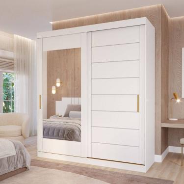Imagem de Guarda-Roupa Casal 2 Portas de Correr com Espelho 4 Gavetas 235cm 100% MDF Firenze Espresso Móveis