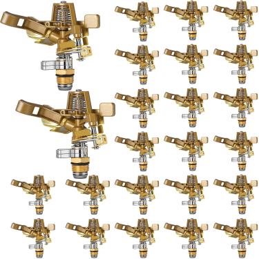 Imagem de 24 peças de cabeça de aspersor de impacto de latão de 1/2 polegada para serviço pesado Rainbird cabeça de irrigação com bocais ajustáveis 0-360 graus de impulso irrigador de irrigação de gramado para irrigação de grama de quintal